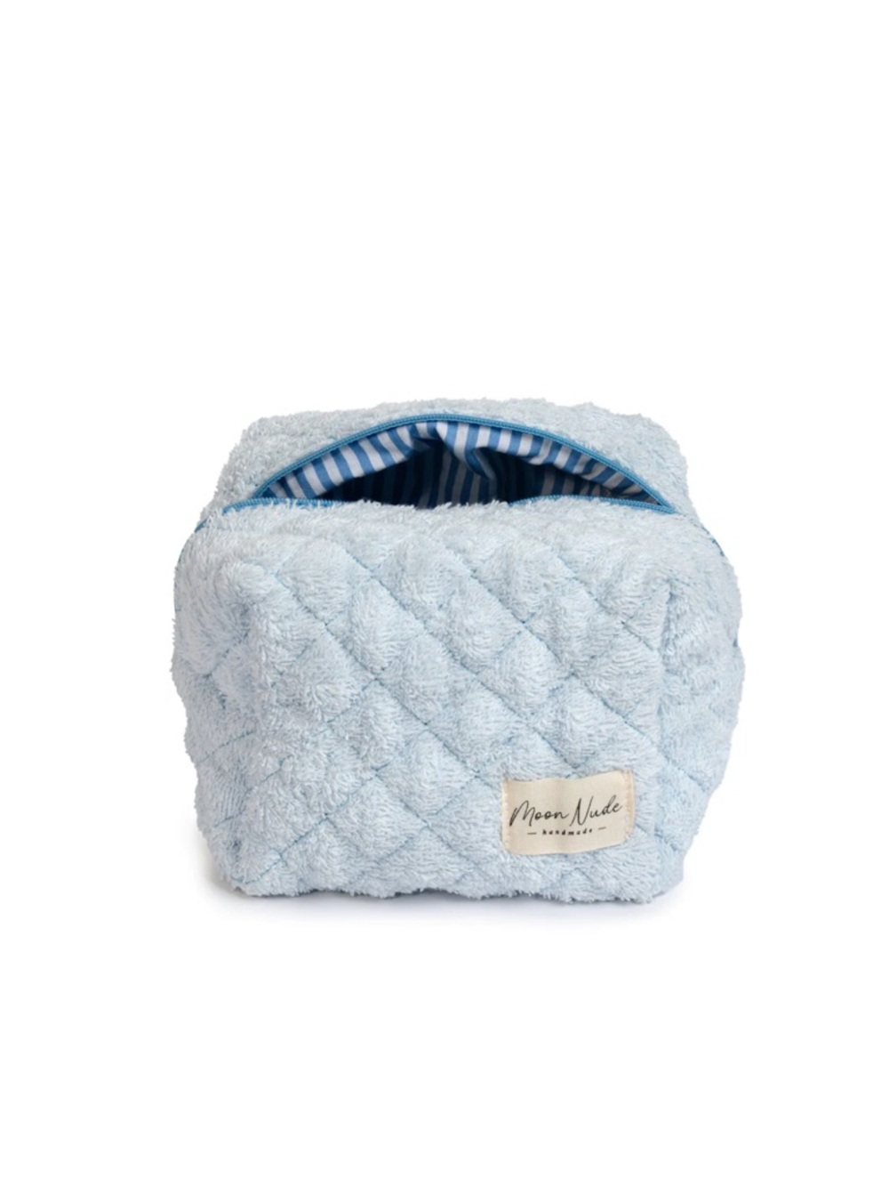 Moon Nude Sky Mini Makeup Bag Quilted Terry Travel Cosmetic Bag Light Blue